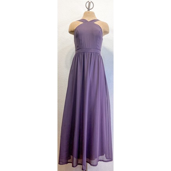 Lulus Dresses & Skirts - Lulus Purple High Waist Halter A-line Princess Seam Zip Full Maxi Dress, Sz. M